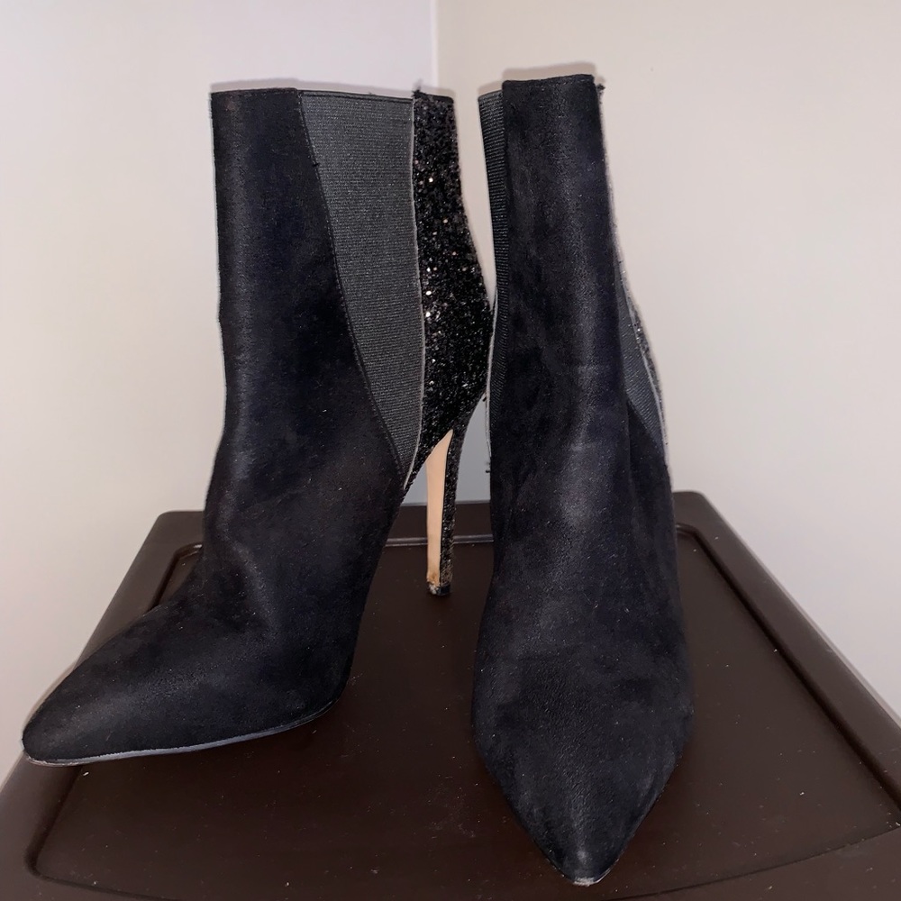 Worn booties, sparkling backs